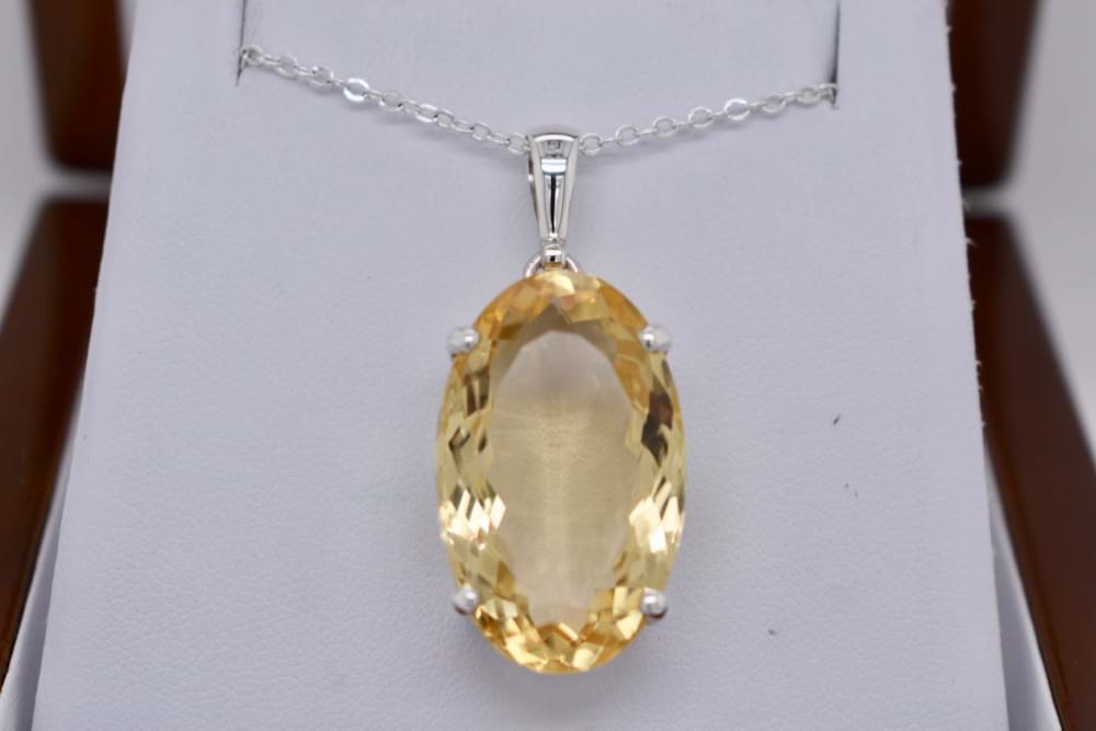 SOLD Silver 28x18mm Oval Citrine Pendant