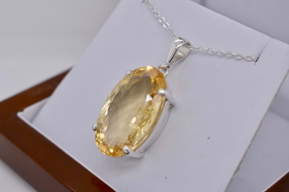 SOLD Silver 28x18mm Oval Citrine Pendant