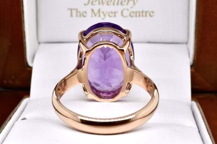 Cushion-Cut Amethyst and Diamond Accent Ring in 10K Rose Gold | Zales