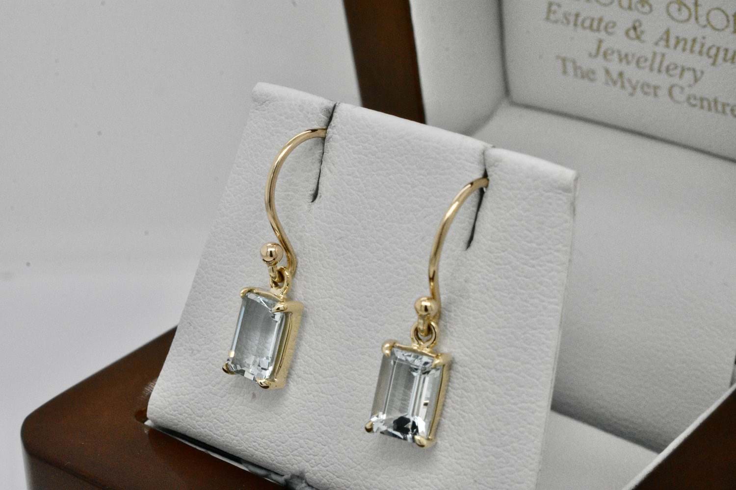 Aquamarine earrings 2025 yellow gold