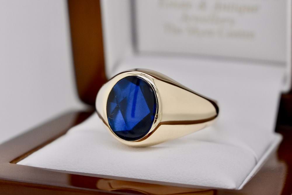 Blue stone gents online ring