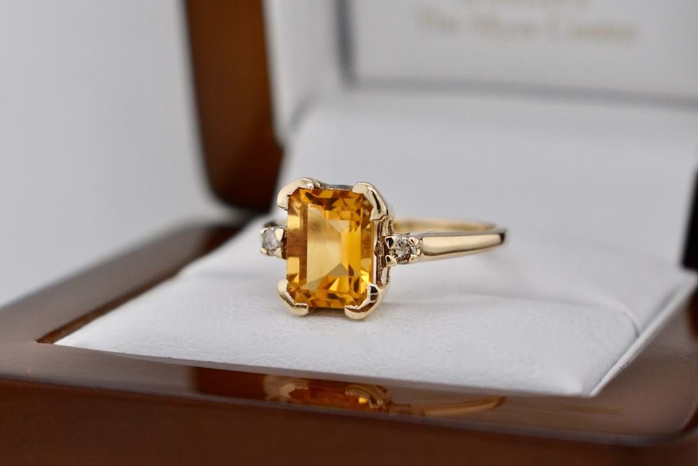 Emerald cut 2025 citrine ring