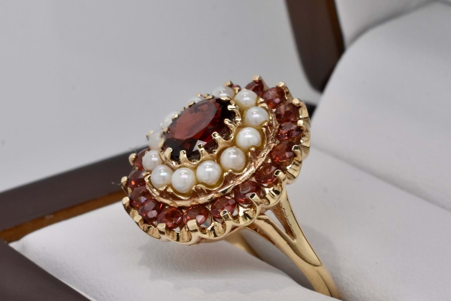 Garnet cluster rings yellow 2025 gold