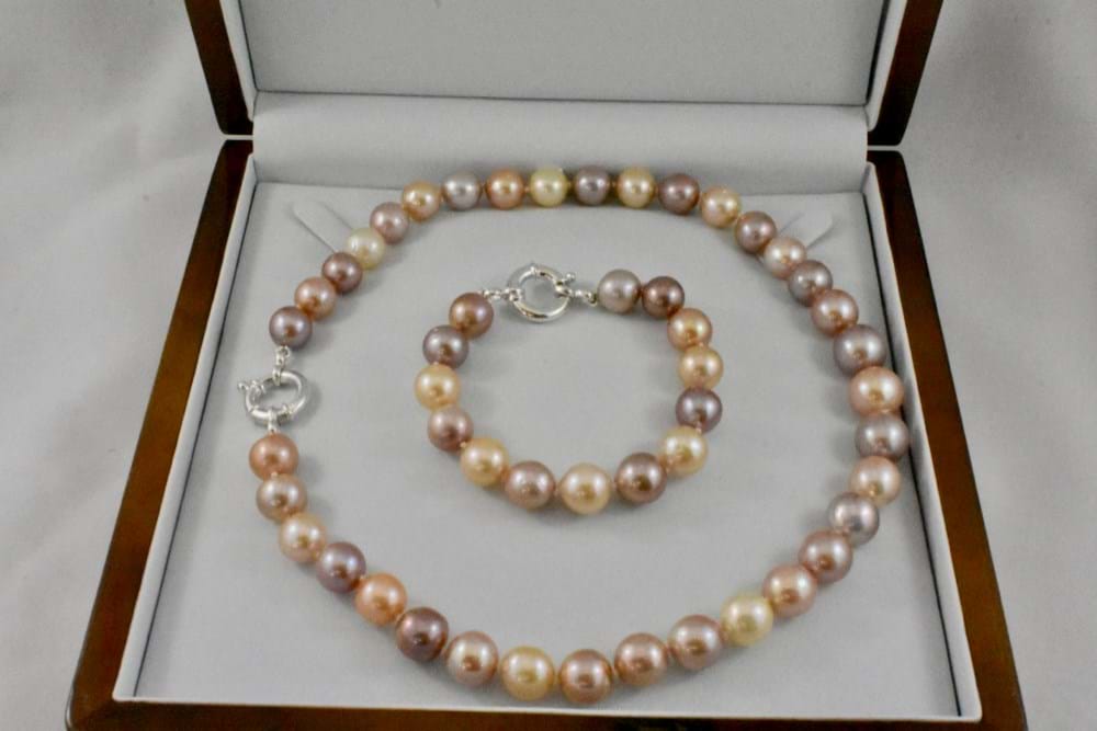 SOLD Apricot/Pink Freshwater Pearl Strand