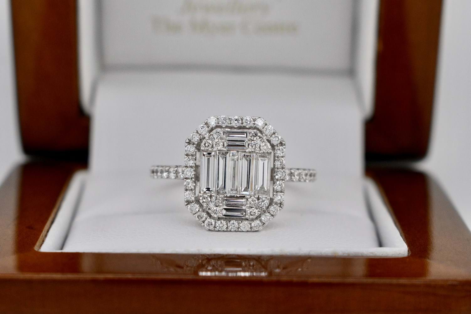 SOLD 18ct White Gold 1.15ct Illusion Emerald Cut Diamond Ring