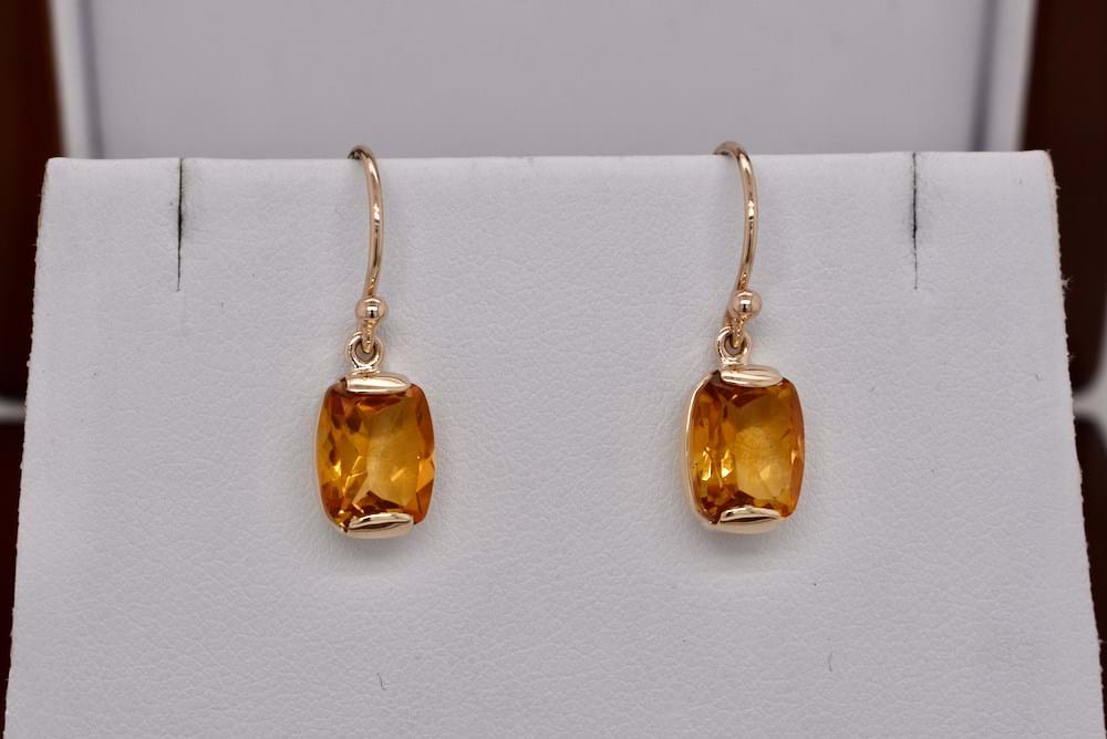 SOLD 9ct Yellow Gold Faceted Oval Citrine Drop Earrings