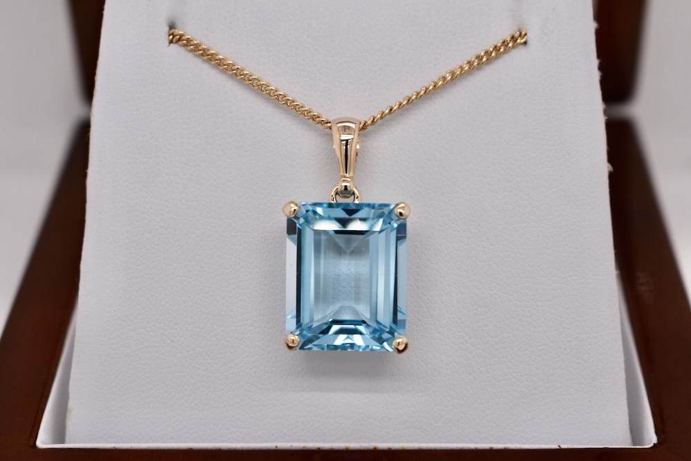 Emerald cut online blue topaz necklace