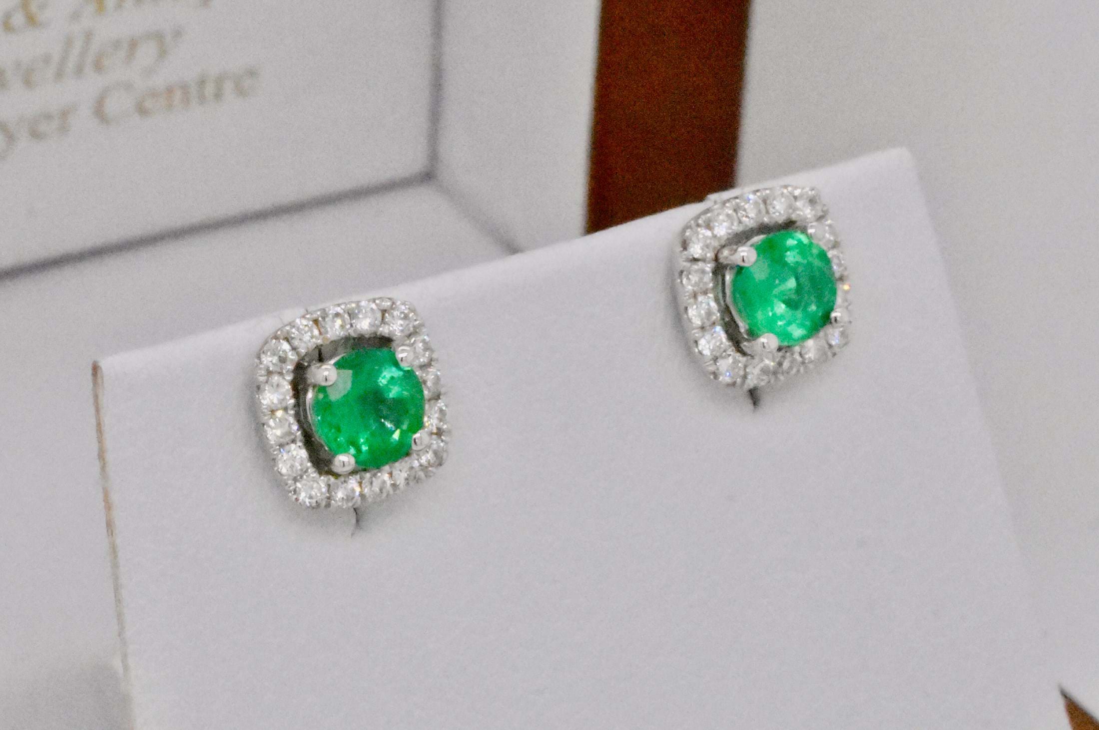 SOLD 18ct White Gold 0.71ct Emerald Studs