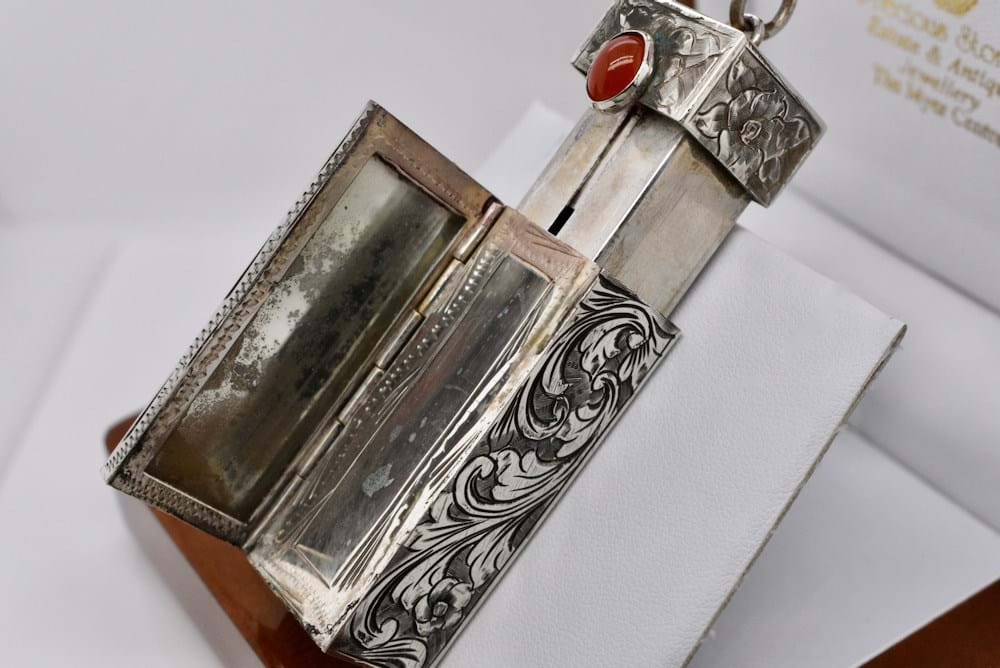 Italian Sterling Silver Lipstick Mirror Case Vintage Lipstick