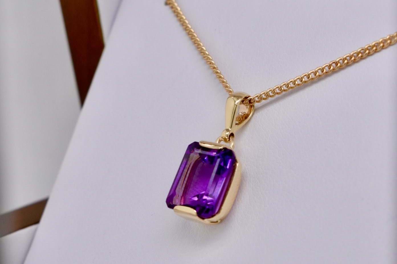 Emerald cut 2025 amethyst pendant