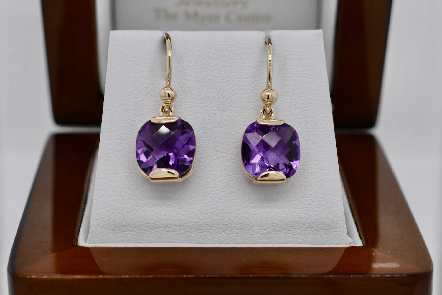 18ct White Gold Emerald Cut Pink Sapphire Earrings | Allgem Jewellers
