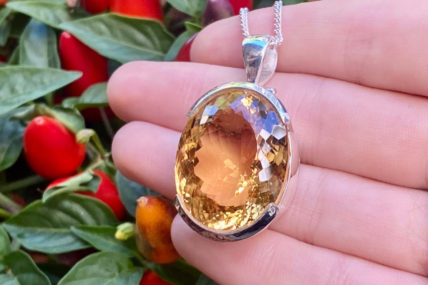 Citrine pendant silver deals