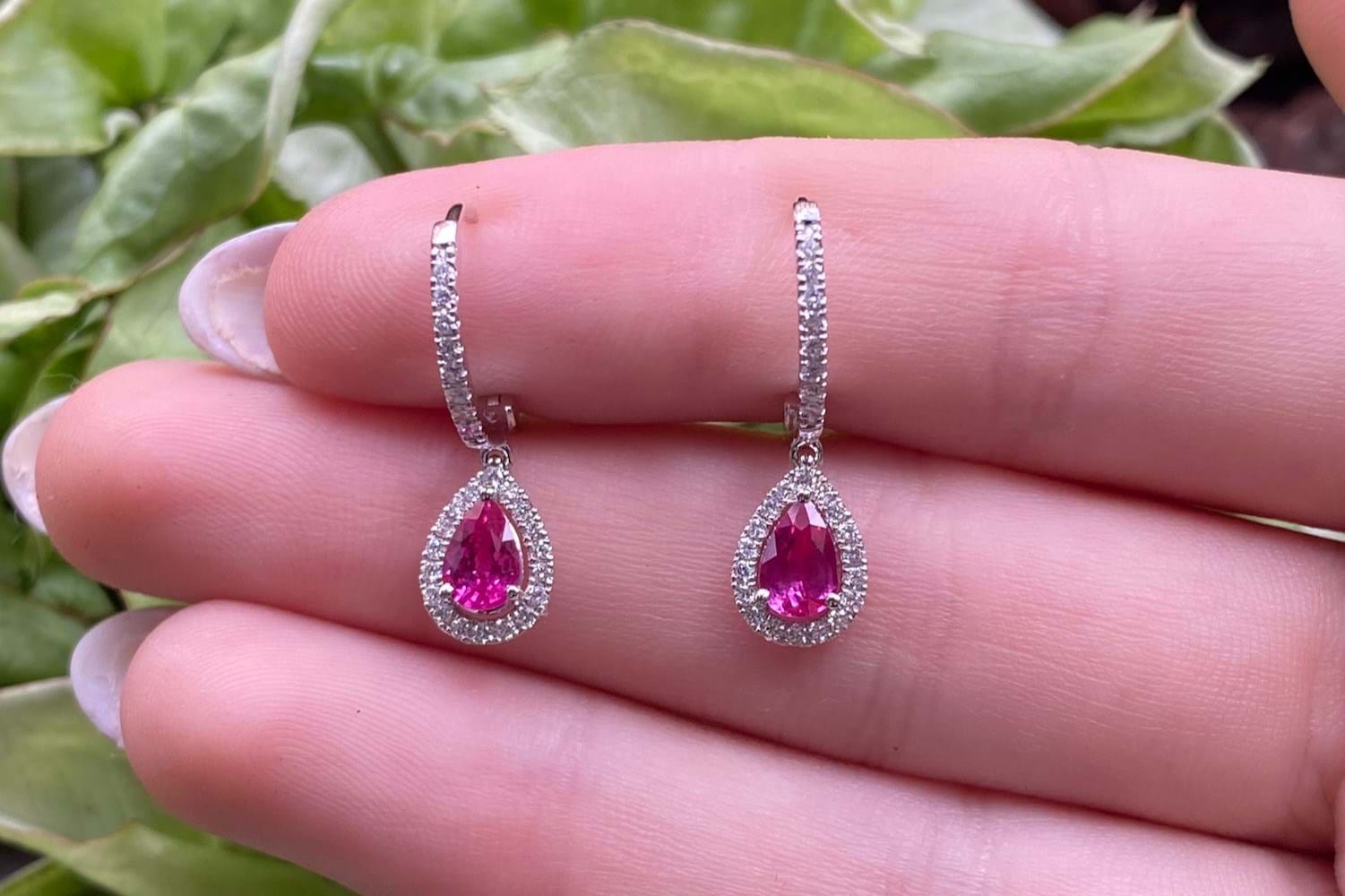 Ruby huggie deals earrings