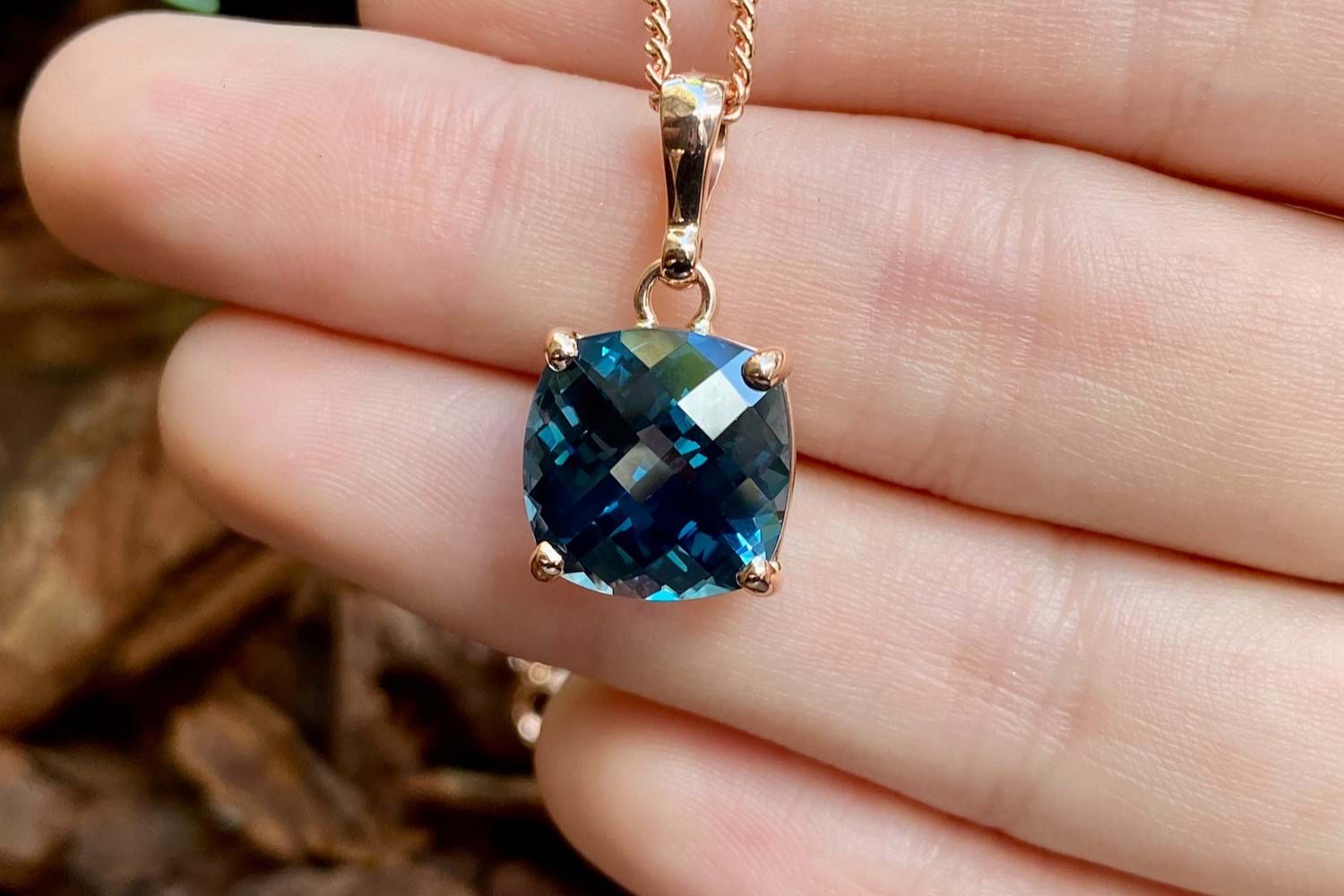 London blue topaz 2025 pendant yellow gold